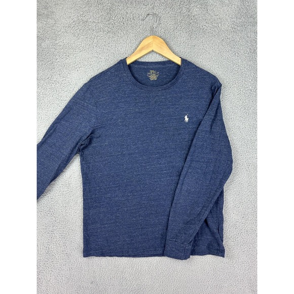 Polo Ralph Lauren Shirt Mens Medium Navy Long Sleeve Custom Slim Fit Pony Logo